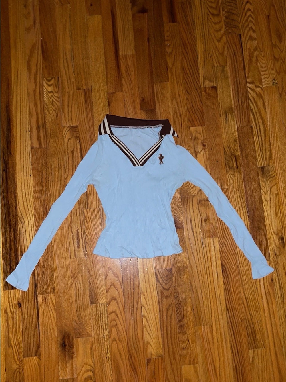 V Neck Preppy Collared Top